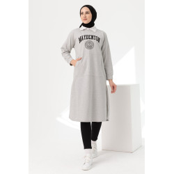 Robe - Tunique longue pour femme (Vêtement Hijab moderne) - Couleur gris clair