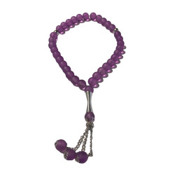 Luxury Chapelet (Subha) with 33 pearls of color Mauve with silver parts
