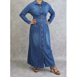 Long fitted denim dress