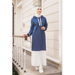 Robe longue à capuche jupe plissée intégrée (Vetement mastour pour femme musulmane) -...