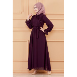 Chic evening dress for women (dress style dress for hijab) - Color prune