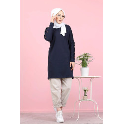 Tunique Casual Style Sweat-shirt pour femme (Modeste Fachion) - Couleur bleue marine