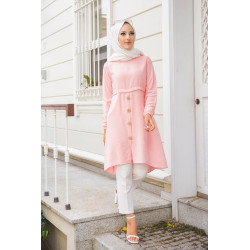 Women's loose flared tunic (New Muslim Fashion 2021) - Powder pink colour