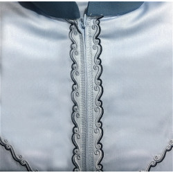 Elegant Qamis for high quality men with embroidery and satin fabric-Sky blue color
