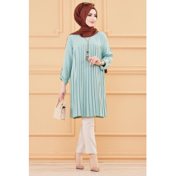 Tunique plissée style habillé pour femme (Tenue élégante pour hijab) - Couleur menthe