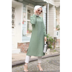 Tunique longue (Vetement Hijab pour femme voilée) - Couleur vert amande