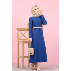Robe pour femme voilée (Vêtement Mode islamique) - Couleur bleu indigo