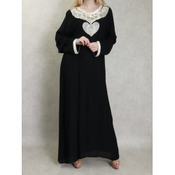 Eastern long dress with original packing slip in the shape of a woman's heart-black color