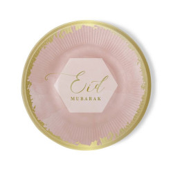 Eid Mubarak plates-Color old pink-6 pieces
