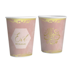 Gobelets Eid Mubarak - Couleur vieux rose - 6 pièces