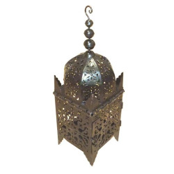 Grande Lanterne marocaine en fer forgé Noir garni de ciselures