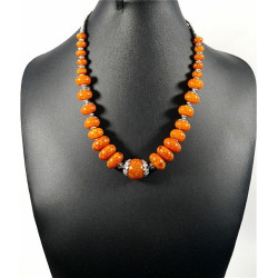 Ethnic handmade necklace with orange colored stones
