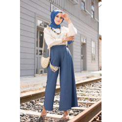 Ensemble Casual Pantalon très large et Blouse avec collier assorti (Vetement Hijab...