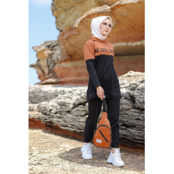 Hijab hijab sports chic hood for Muslim women (two pieces up and down) - Black color...