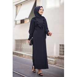 Long dress with flying dress (Chic style dress for veiled woman) - Black Colour