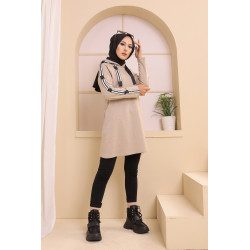 Sweatshirt long avec capuche style moderne décontracté et sport (Vetement voyage femme...