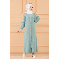 Long embroidered dress for Muslim women (classic Abaya Hijab) - mint color