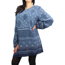 Blue and light blue patterned women's tunic