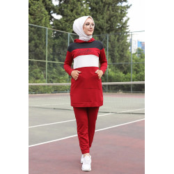 Survêtement tricolore à capuche imprimé "Breathe" (Sportwear femme voilée) - Couleur...