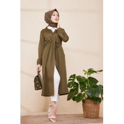 Cardigan à lacet (Veste-Gilet style kimono - Boutique Modest Fashion Paris) - Couleur kaki