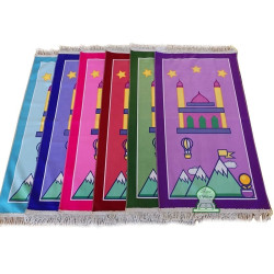 Tapis de prière (Sajjadat-Salat) pour enfants et ados musulmans avec dessin Mosquée et...