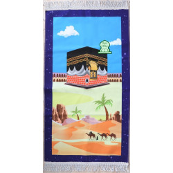 Tapis de prière (Sajjadat-Salat) pour enfants et ados musulmans avec dessin Kaaba...