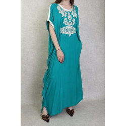 Robe orientale style arabe à manches courtes brodée avec perles et strass - Couleur...