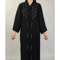 Robe Abaya Dubaï noire de qualité brodée à la main
