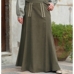 Corduroy Flared Skirt with Embroidery - Flared Corduroy Skirt with Embroidery [wT0021]