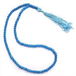 chapelet bleu - sabha 99 billes - perles en verre