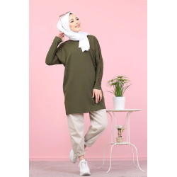 Tunique Casual Style Sweat-Shirt pour femme (Hijab moderne) - Couleur kaki