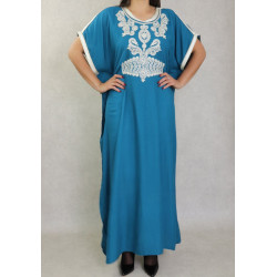 Robe orientale style arabe à manches courtes brodée avec perles et strass pour femme -...