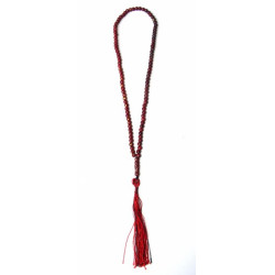 Sabha Chapelet 99 perles de couleur Bordeaux avec pompon orange