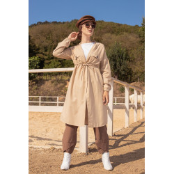 Veste-Trench à capuche pour femme - Couleur beige