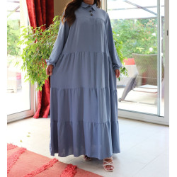 Robe longue évasée et ample pour femme - Couleur bleu ciel