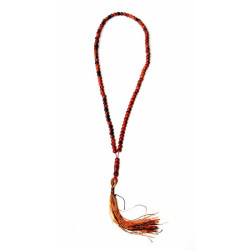 Sabha (Chapelet) 99 perles de couleur orangé foncé et motifs noirs