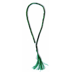 Sabha (Chapelet) 99 perles de couleur vert avec motifs dorés