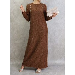 Long marl dress in brown color