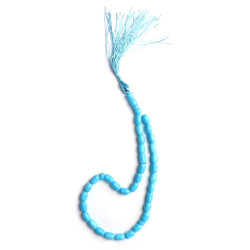 Muslim rosary (sebha) 33 beads in sky blue glass