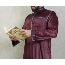 Qamis de luxe tissu satiné pour hommes - Couleur grenat