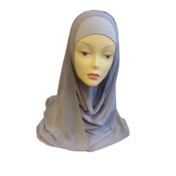 Hijab en crêpe facile à enfiler - Couleur gris