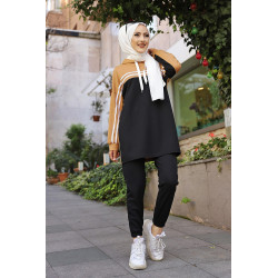 Women's Clothing (Clothing Hijab Online) -Black and beige color