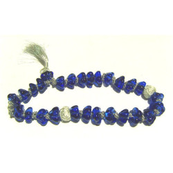 Gros chapelet décoratif en verre bleu