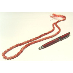 Ensemble stylo rouge et chapelet assorti