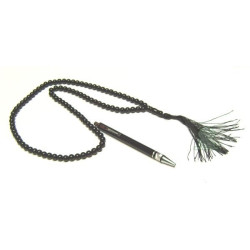 Ensemble stylo noir et chapelet 99 grains assortis