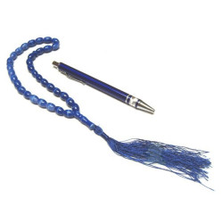 Ensemble stylo bleu et chapelet 33 grains assorti
