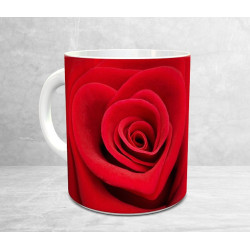 Mug with a red rose in the shape of heart-Tasse with a personalized message (printed in...