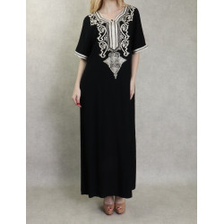 Long Eastern Robe with Women's Cotton Slip-Black Colour