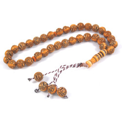 Chapelet (sebha) 33 grains marron clair avec décorations