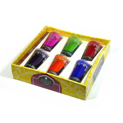 Verres à thé marocain colorés et ornés de motifs traditionnels dorés (Pack de 6 verres)